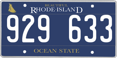 RI license plate 929633