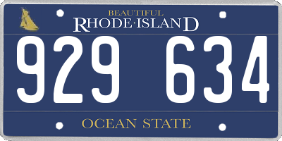 RI license plate 929634