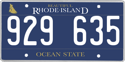 RI license plate 929635