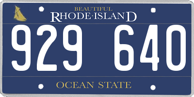 RI license plate 929640
