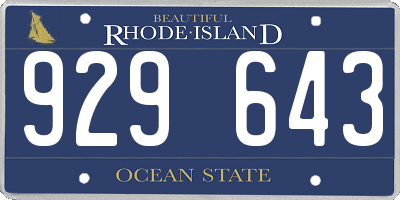 RI license plate 929643