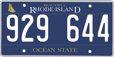 RI license plate 929644