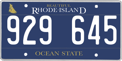 RI license plate 929645