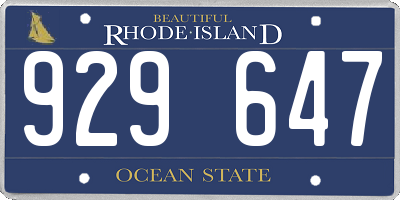 RI license plate 929647