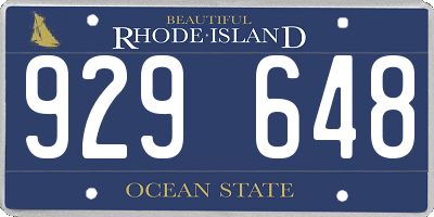 RI license plate 929648
