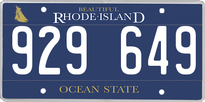 RI license plate 929649