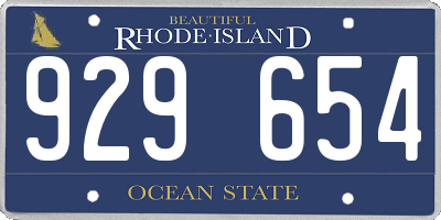 RI license plate 929654