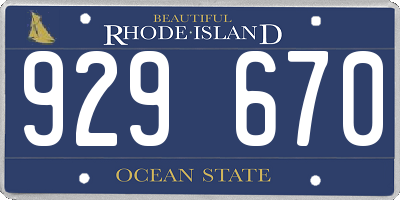 RI license plate 929670