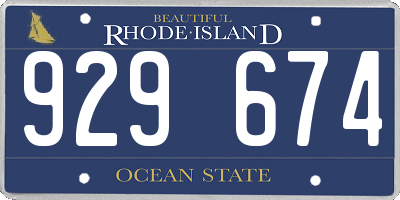 RI license plate 929674