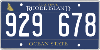 RI license plate 929678
