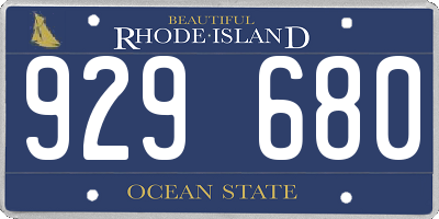 RI license plate 929680