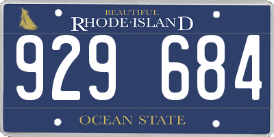 RI license plate 929684