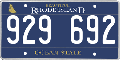 RI license plate 929692