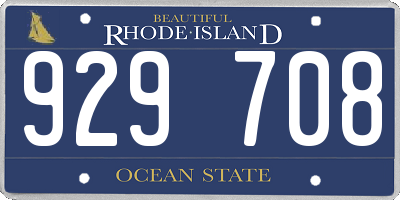 RI license plate 929708