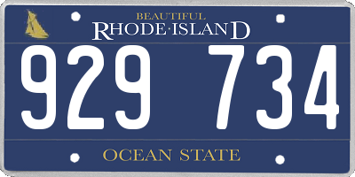 RI license plate 929734