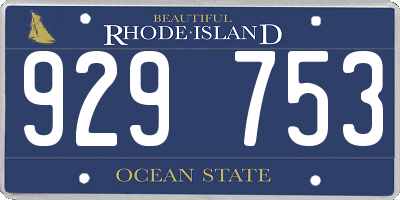 RI license plate 929753