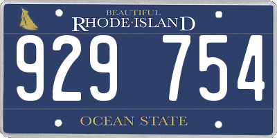 RI license plate 929754
