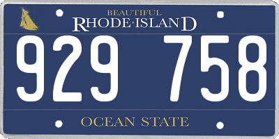 RI license plate 929758