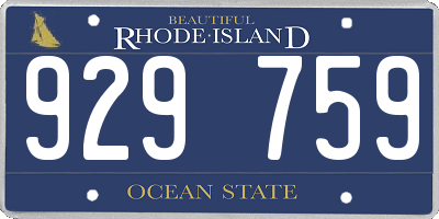RI license plate 929759