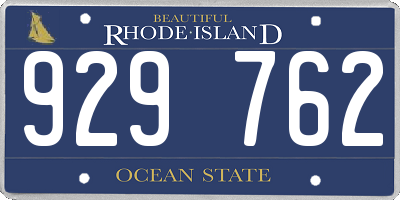 RI license plate 929762