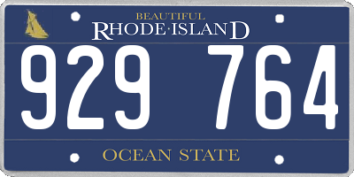 RI license plate 929764
