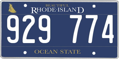 RI license plate 929774