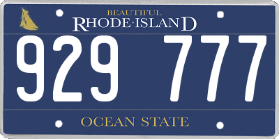 RI license plate 929777
