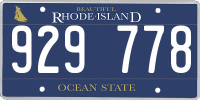 RI license plate 929778