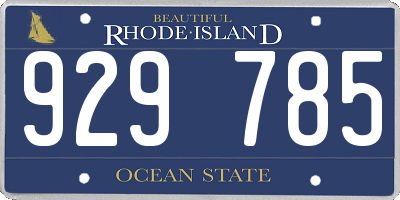 RI license plate 929785