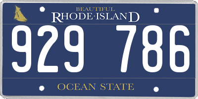 RI license plate 929786
