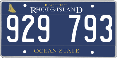RI license plate 929793