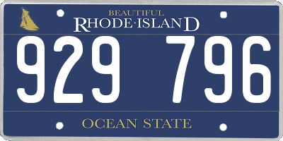 RI license plate 929796