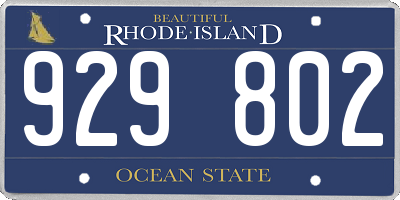 RI license plate 929802