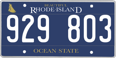 RI license plate 929803