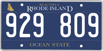 RI license plate 929809