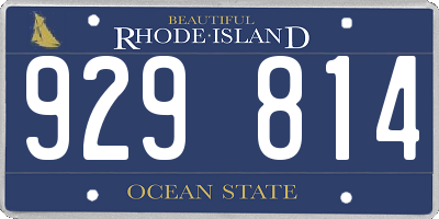 RI license plate 929814