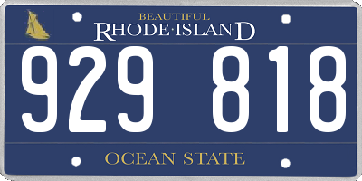 RI license plate 929818