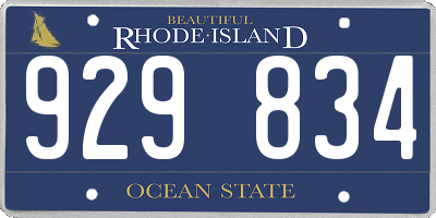 RI license plate 929834