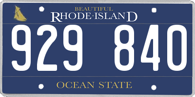 RI license plate 929840