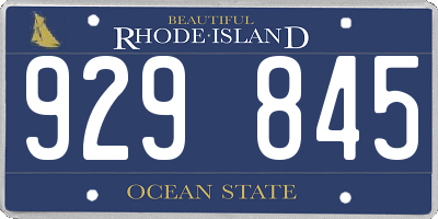 RI license plate 929845