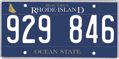 RI license plate 929846