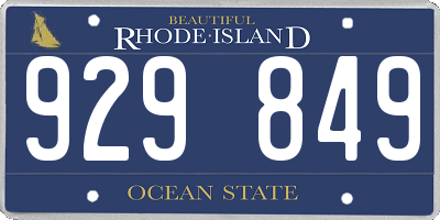 RI license plate 929849