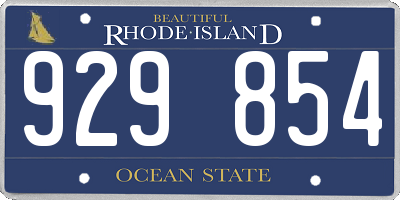 RI license plate 929854
