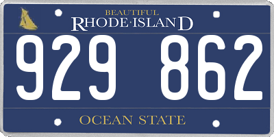 RI license plate 929862