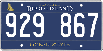 RI license plate 929867