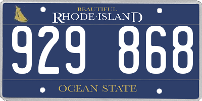 RI license plate 929868