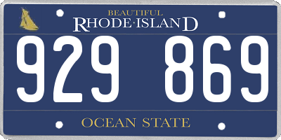 RI license plate 929869