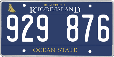 RI license plate 929876