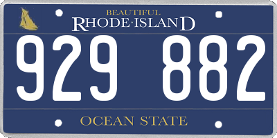RI license plate 929882