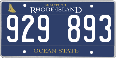 RI license plate 929893